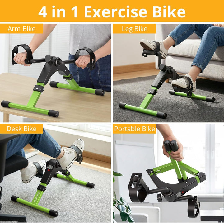 Mini Fahrrad Pedal Trainer für Arm- und Beintrainer Heimtrainer mit LCD-Monitor Grün, Grün