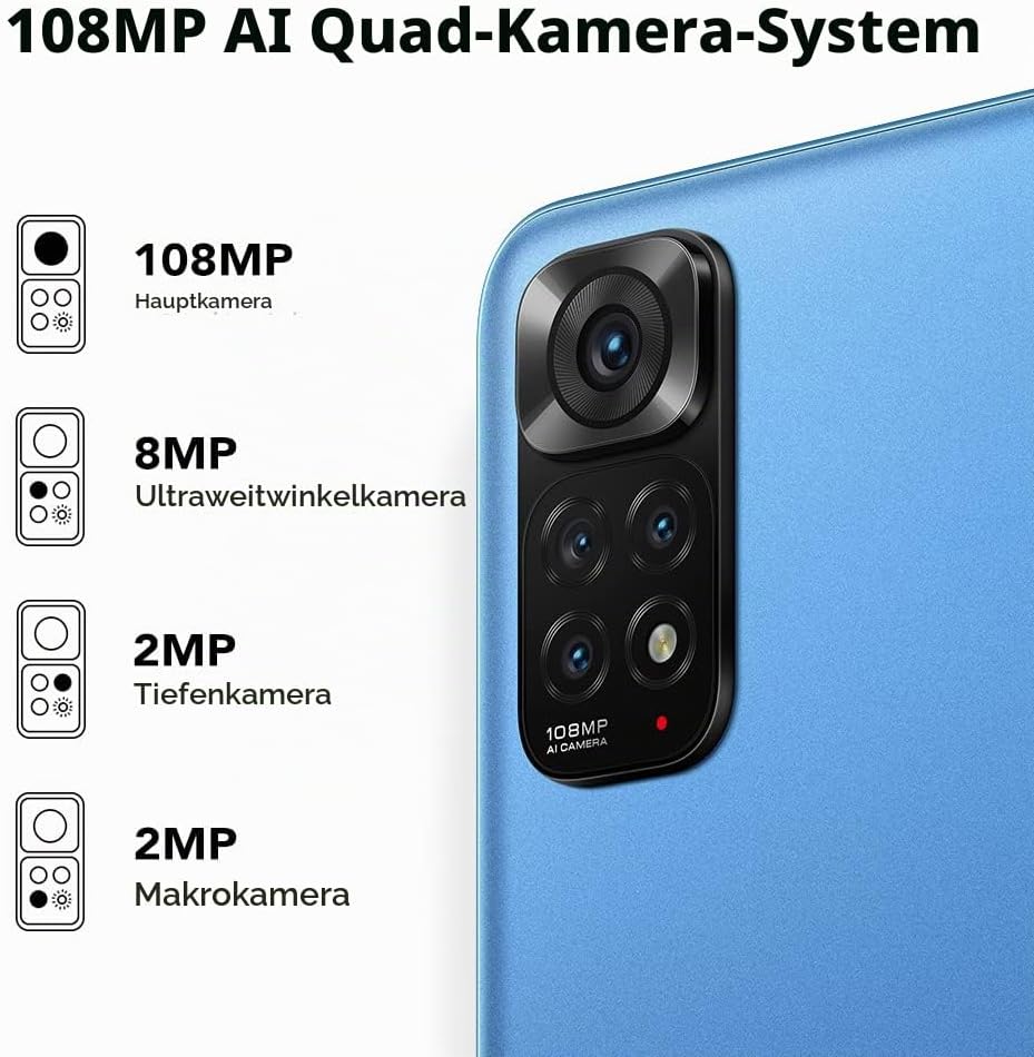 Xiaomi Redmi Note 11S Smartphone,6GB RAM 64GB ROM, 6,43 Zoll AMOLED DotDisplay, MediaTek Helio G96 P