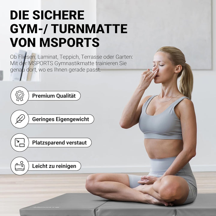 MSPORTS Turnmatte Premium klappbare Weichbodenmatte 190 x 80 x 5 cm Gymnastikmatte faltbare Sportmat