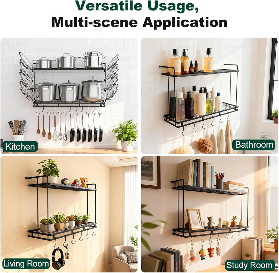 Housolution Topf Organizer Wand, 57-77cm Länge Erweiterbare, 3-Stufig Höhe Verstellbare, Robuster Pf