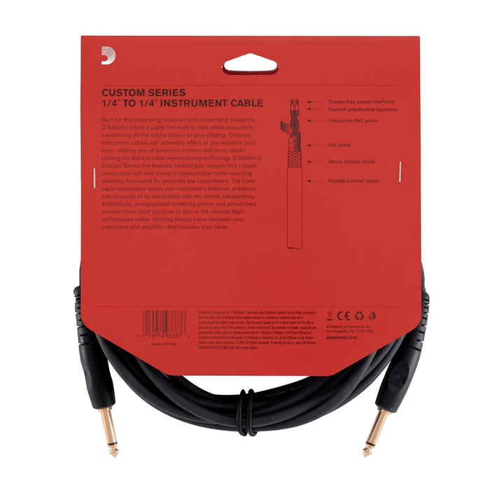 Planet Waves PW-G-20 Custom Series Cables Instrumentenkabel 6,1m (20 Fuss) schwarz, 20 Fuss
