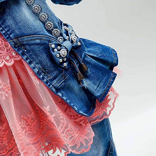 Peacolate 6M-4Jahre Baby Mädchen Kleidungsset 3 Stück Rock mit Spitze Jeans und Jeansjacke im Button