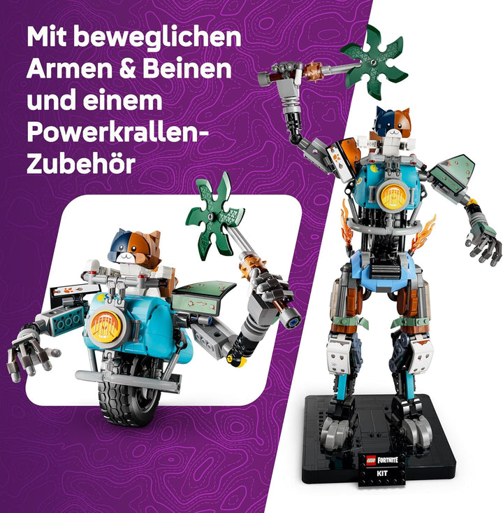 LEGO Fortnite KIT - Interaktive Figur mit Power Klaue Spitzhacke und drehendem Rad - Zimmerdeko für