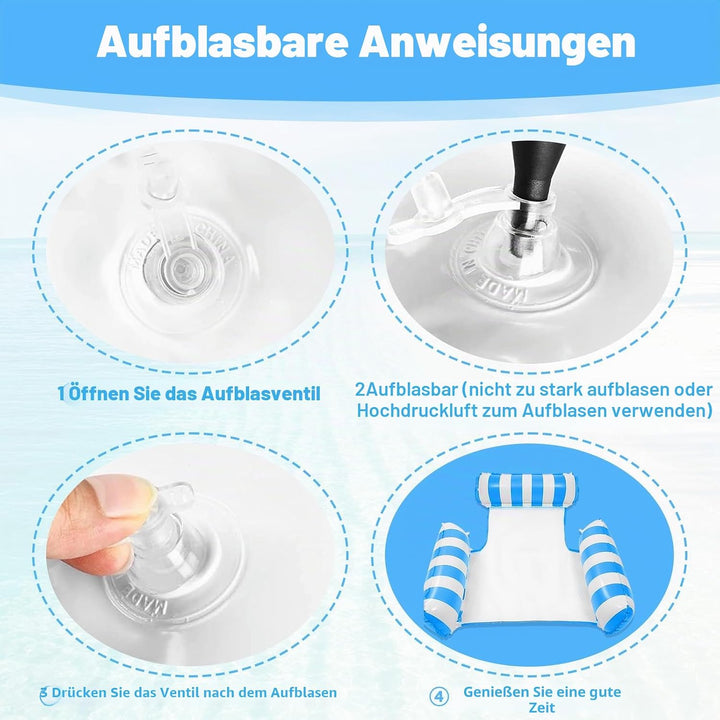 2 Stück Luftmatratze Pool mit 1 Luftpumpe, 4 in 1 Aufblasbare Wasserhängematte, Mehrzweck Aufblasbar