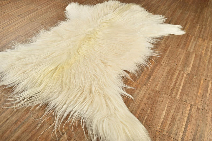 ZIEGENFELL Creme Weiss Champagner LANGHAAR CA. 70 x 50 cm DEKO Fell VON KUHFELLE ONLINE