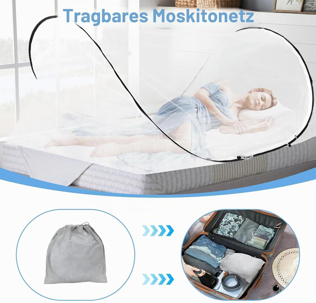 Moskitonetz Pop Up Bett, 200 x 100 x 70cm Einzelbett Faltbares Moskitonetz Reise Mückennetz, Tragbar