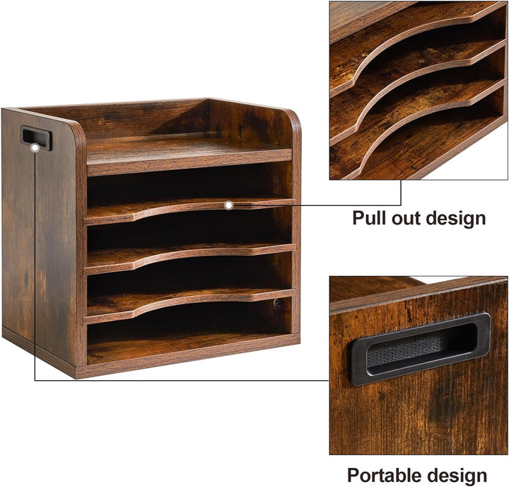 YMYNY Schreibtisch Organizer aus Holz, Dokumentenablage, A4, Aktenmagazinhalter Bücher, Sammler, mit