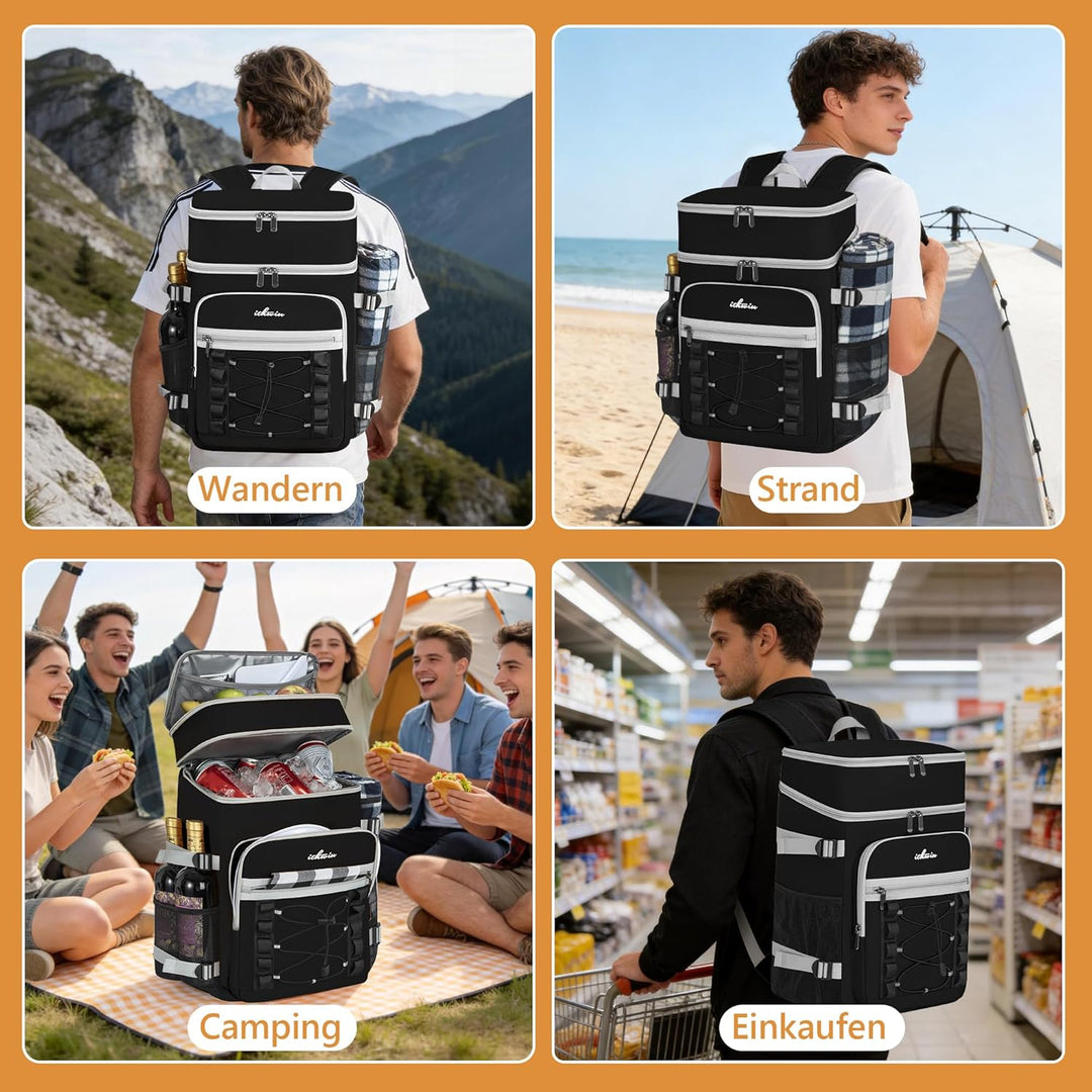 OUUTMEE Kühlrucksack, 21L Picknicktasche mit Kühlfach, Isoliert Kühltasche für Bier, Doppellagig Aus