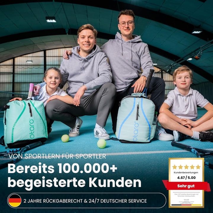 Otaro Tennisrucksack Kinder (19L) | Premium | Inkl. Separierten Schuhfach & Schlägerschutz | Deutsch