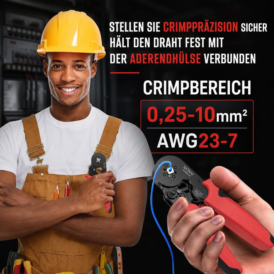 Crimpzange Aderendhülsen Set mit 1300 Stück Aderendhülsen für 0,25-10 mm², Aderendhülsenzange Crimpz