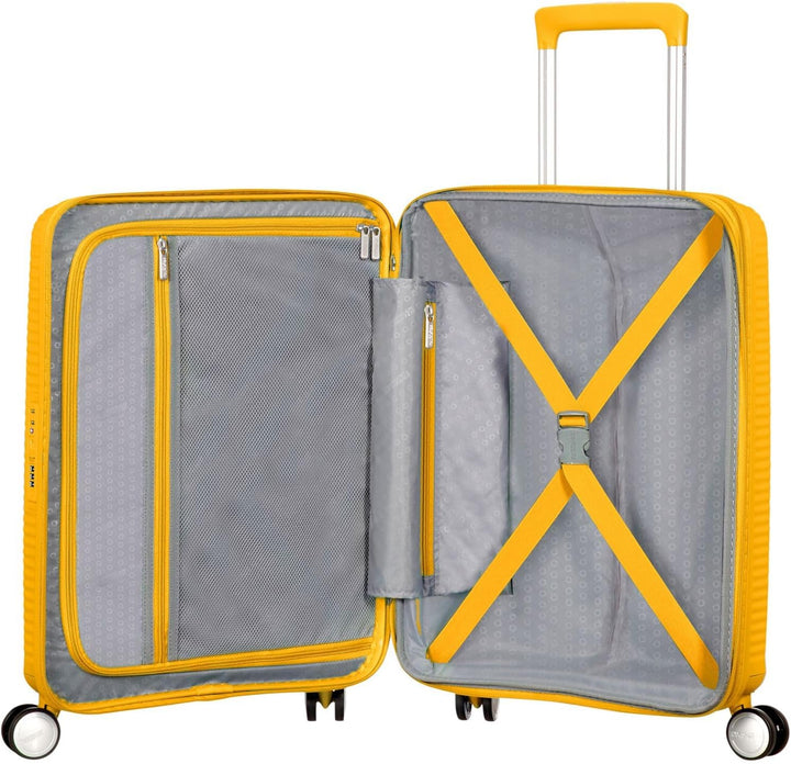 American Tourister Soundbox - Spinner S Erweiterbar Handgepäck, 55 cm, 41 L, Gelb (Golden Yellow) Ge