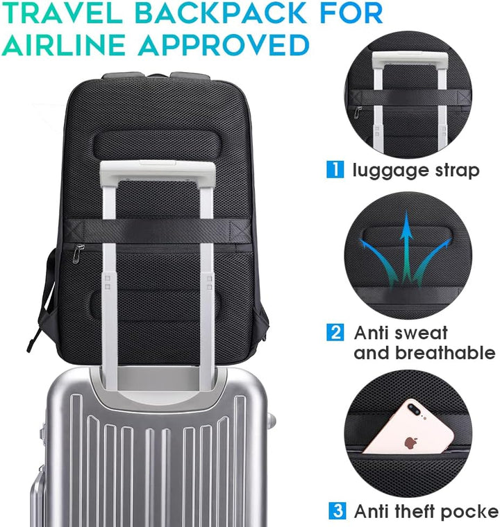 BANGE Business-Smart-Rucksack, wasserdicht, 39,6 cm (15,6 Zoll), Laptop-Rucksack mit USB-Ladeanschlu