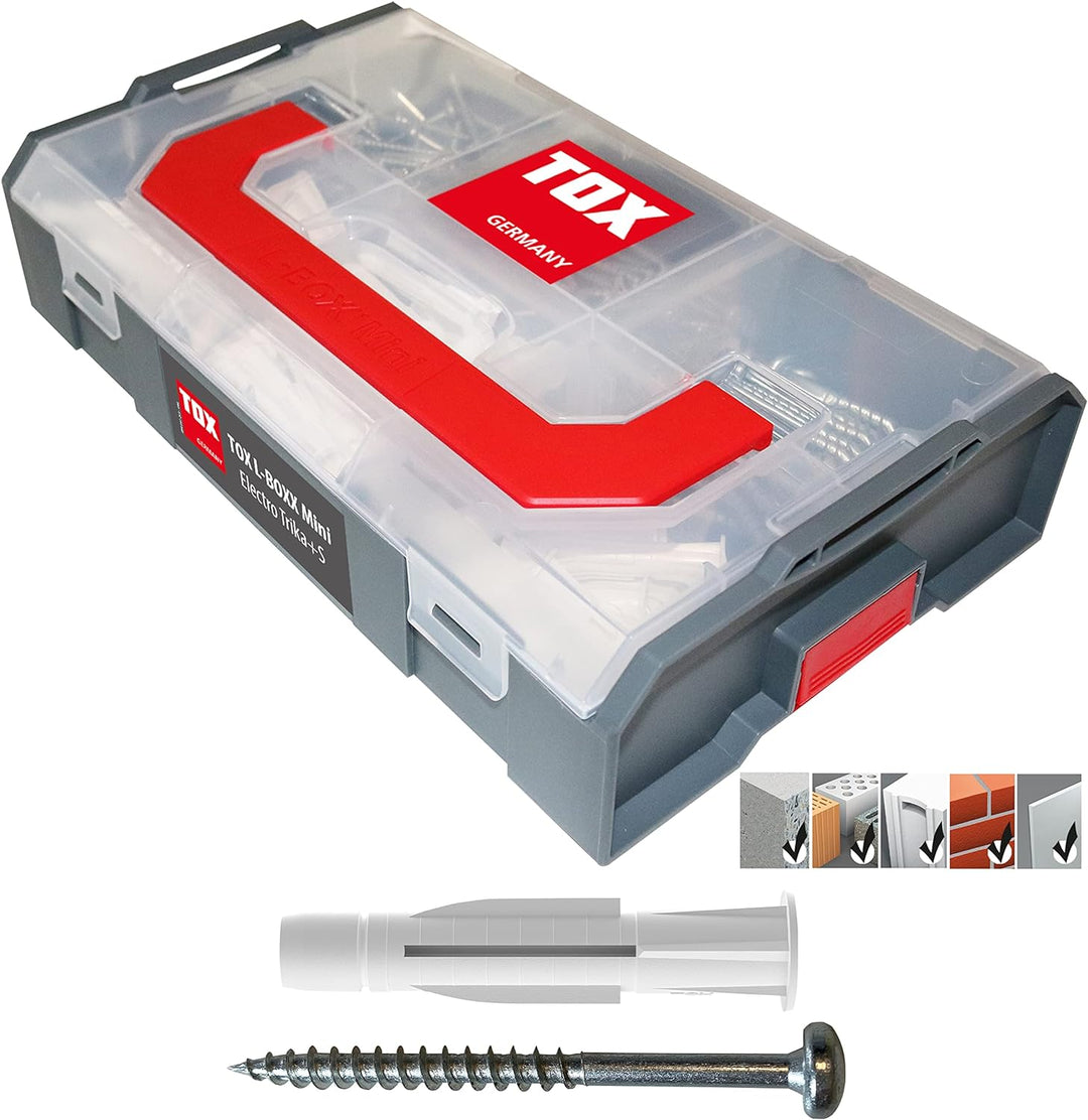 TOX L-BOXX Mini - Electro Trika + S, kompakte, effektive Dübelbox, in bis zu sechs Fächer unterteilb