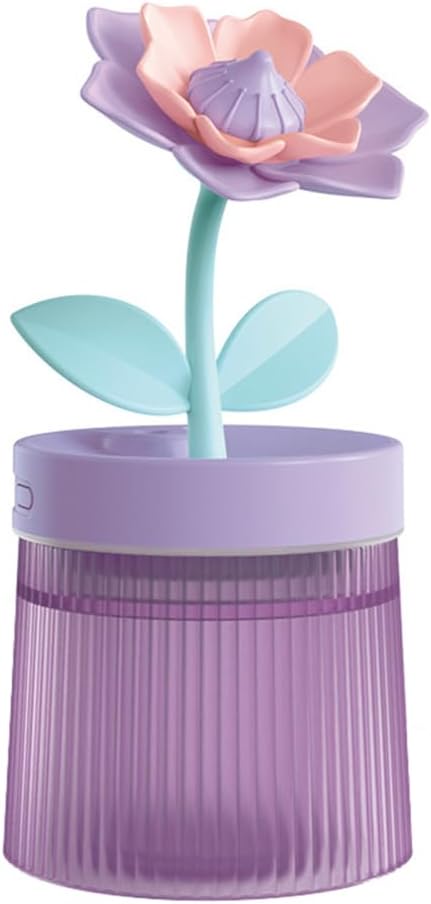 Mini Luftbefeuchter, 260ml, Schreibtisch Luftbefeuchter in Blumenform, 2 Sprühmodi, Automatische Abs