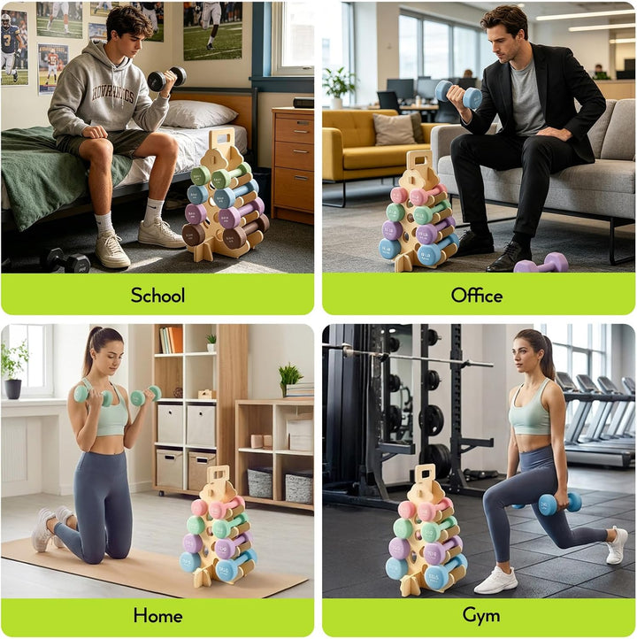 Hantelständer, 4 Etagen A-Rahmen Design Hanteln Set Für 3–7-Kg Hanteln, Gymnastikhanteln Für Das Fit