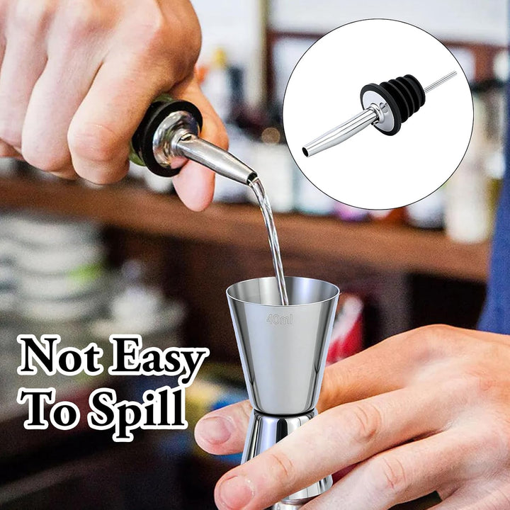4 Stück Cocktail Messbecher, Edelstahl Barmass 3cl/4cl/5cl/6cl, Dual Gin Messbecher mit 4 Flaschenau