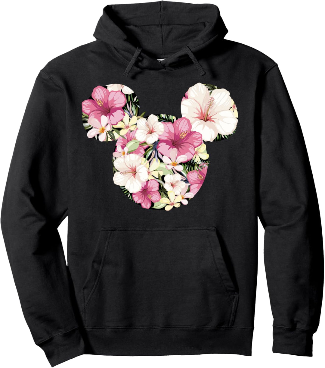 Disney Mickey And Friends Tropical Floral Print Silhouette Pullover Hoodie
