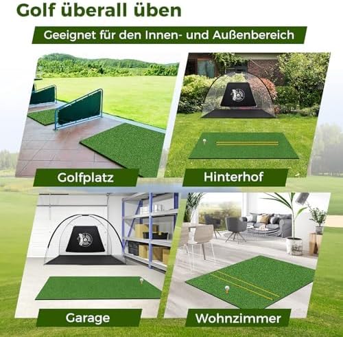 FANTASK Golf Abschlagmatte, 152 x 117cm Golf Übungsmatte inkl. 2 Gummi-Tees und 2 Ausrichtungsstäbe