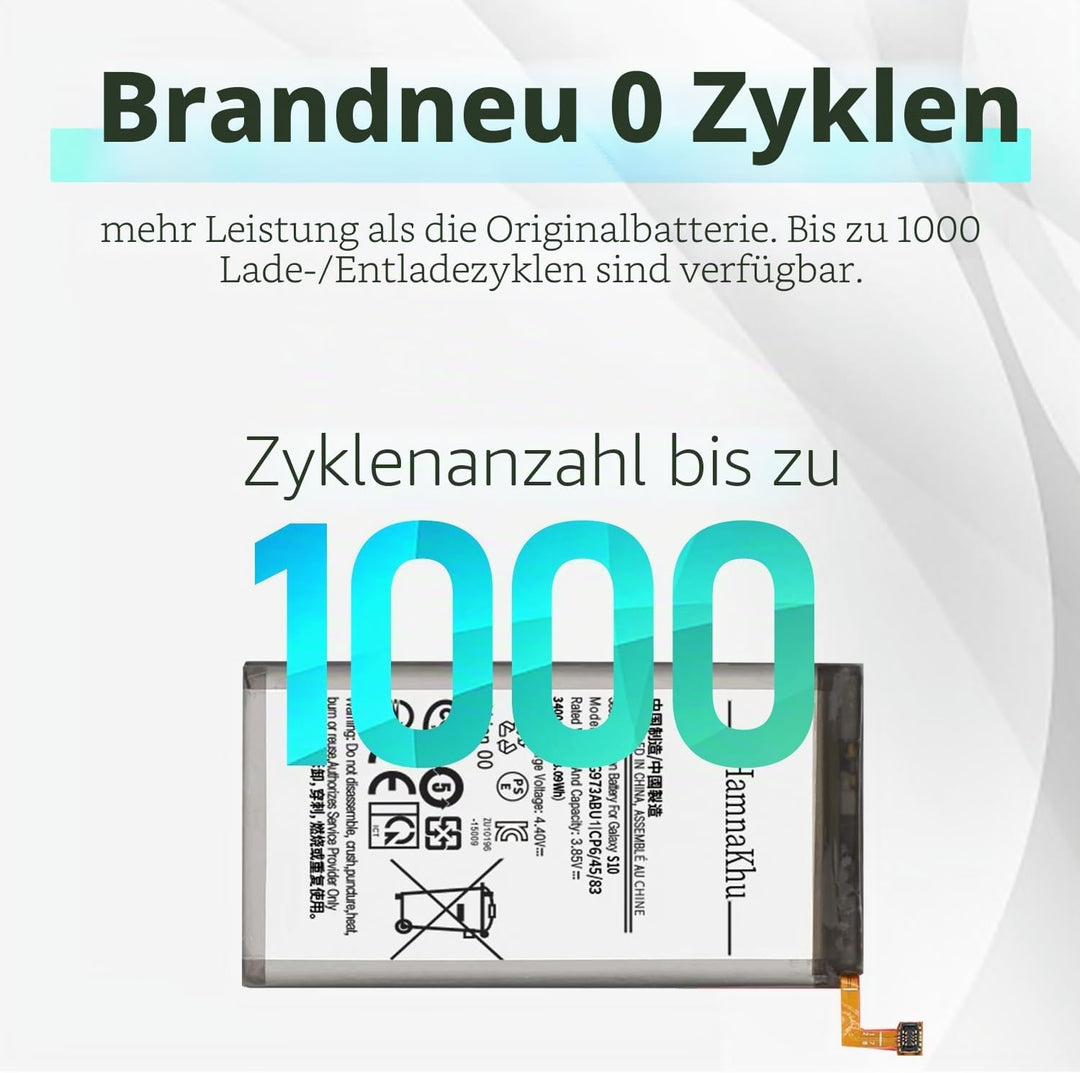 [3400mAh] Akku für Samsung Galaxy S10, Verbesserter 0-Zyklen-Akku EB-BG973ABU Ersatz für Samsung Gal