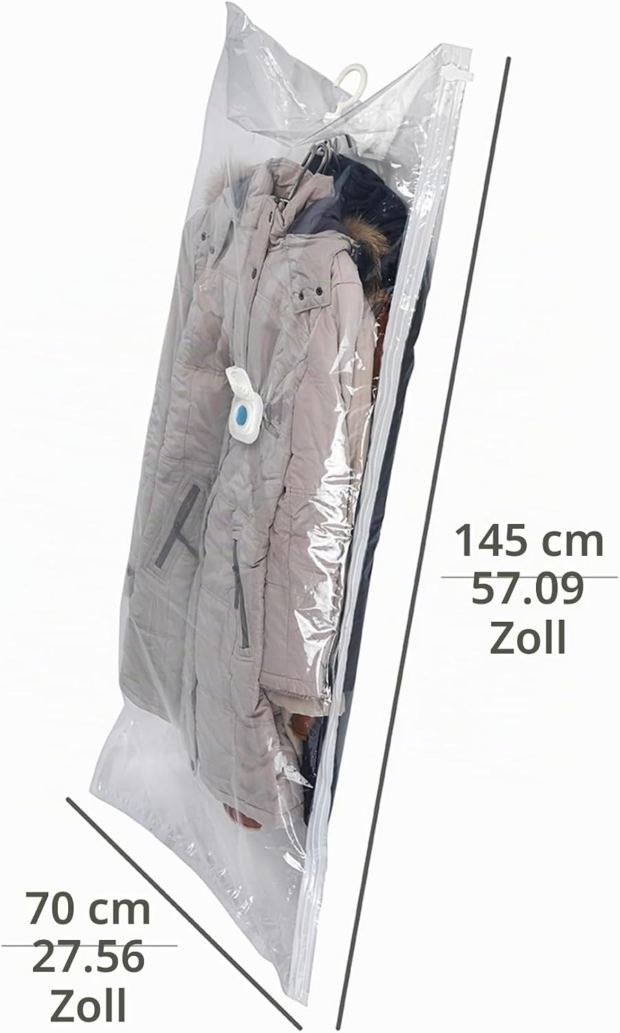 WENKO Vakuum Raumspar-Kleidersack XL - Vakuum Aufbewahrungsbeutel, Polyethylen, 70 x 145 cm, Transpa