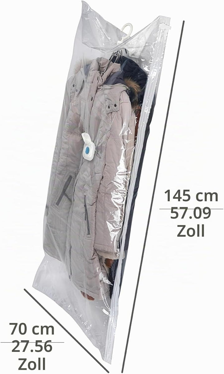 WENKO Vakuum Raumspar-Kleidersack XL - Vakuum Aufbewahrungsbeutel, Polyethylen, 70 x 145 cm, Transpa