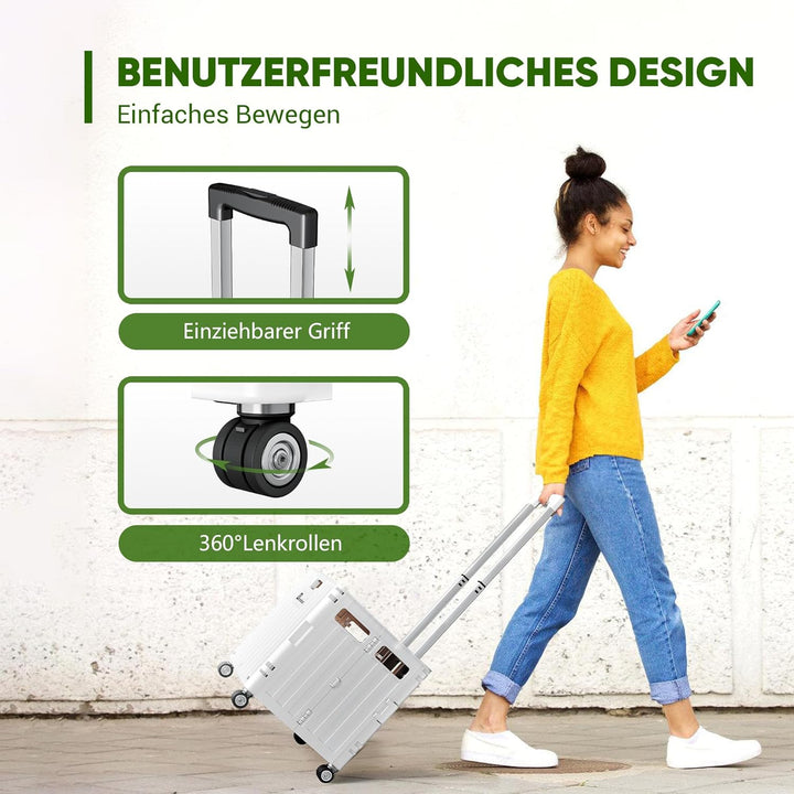 LDHTHOPI Einkaufstrolley klappbar 65L,MAX 50KG Trolley mit Teleskopgriff,4 Zerlegbaren Drehbaren Räd