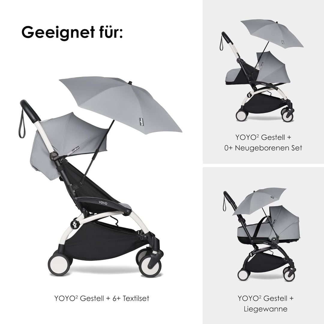 BABYZEN YOYO Sonnenschirm, Stone - UPF 50+ Schutz - Kompatibel mit 0+ Neugeborenen Set, Liegewanne,