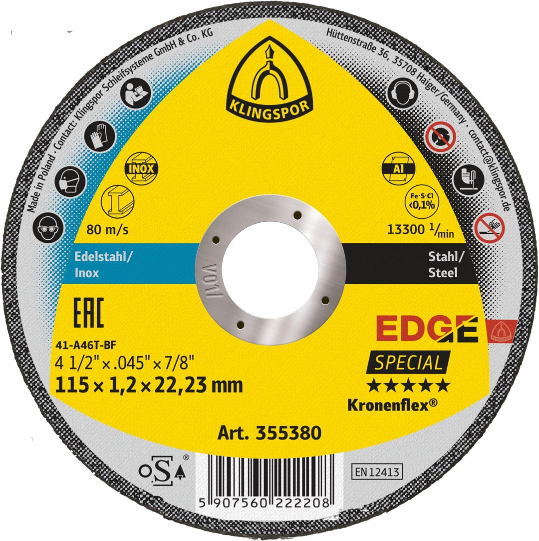 Klingspor EDGE Trennscheiben, 115 x 1,2 x 22,23 mm gerade - 25 Stück