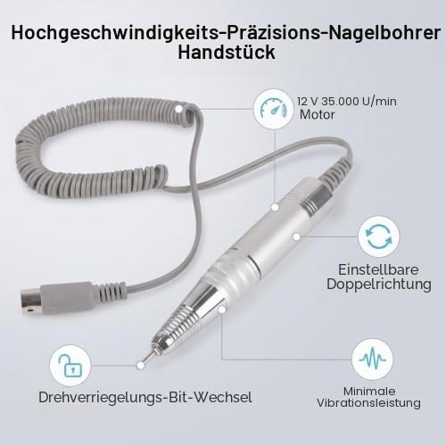 Cocoarm Nagelbohrer-Griff, Vorwärts-/Rückwärts-Nagelbohrer, 35000 U/min, Metall, Cocoarm4z3ggpfmhq