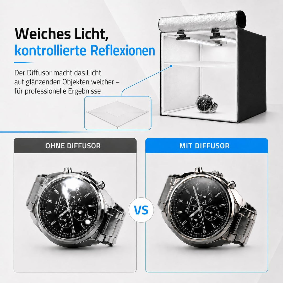 HAVOX - Fotostudio HPB-40D - Masse 40x40x40cm - Dimmbare LED-Beleuchtung Tageslicht 5500k - 13,000 L