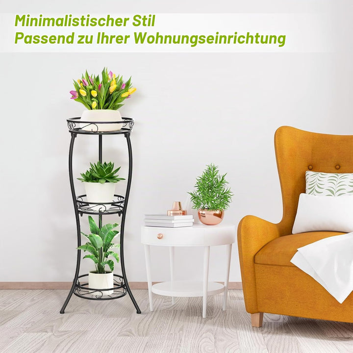 JC-Houser 3 Tier Blumenständer Pflanzenregal, 88 cm Pflanzenständer Metall Blumenregal, Modern Blume