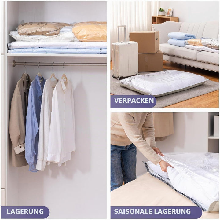 TAILI Vakuumbeutel für Bettdecken 6 Stück Super Gross 120 X 100 CM Vakuumierbeutel für Kleidung, Dec
