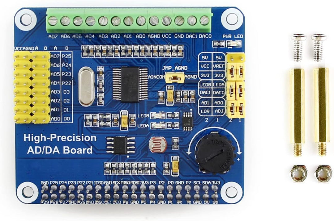 Waveshare Raspberry Pi AD/DA Expansion Sheild Board for Adding High-Precision AD/DA Functions to Ras