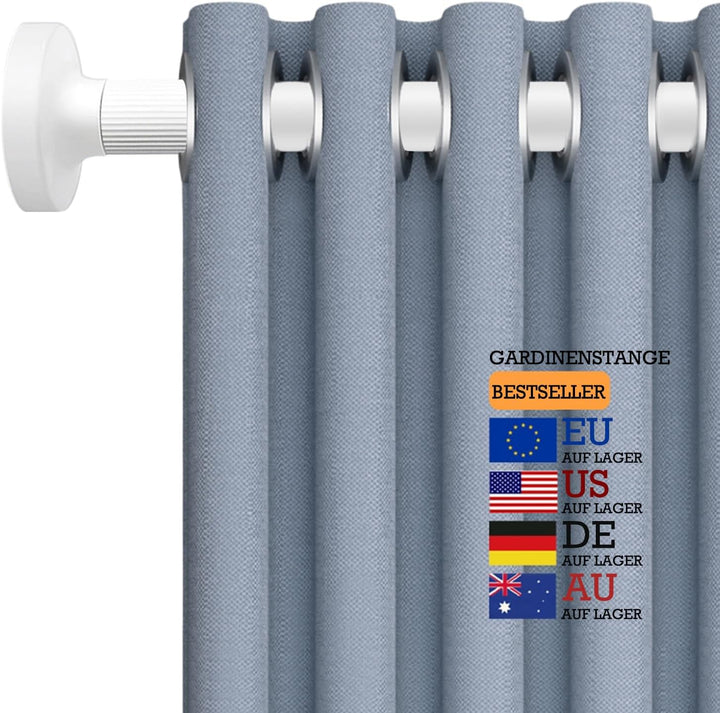 GOLDION Duschvorhangstange Teleskopstange Gardinenstange aus Edelstahl ohne Bohren Weiss Spannstange