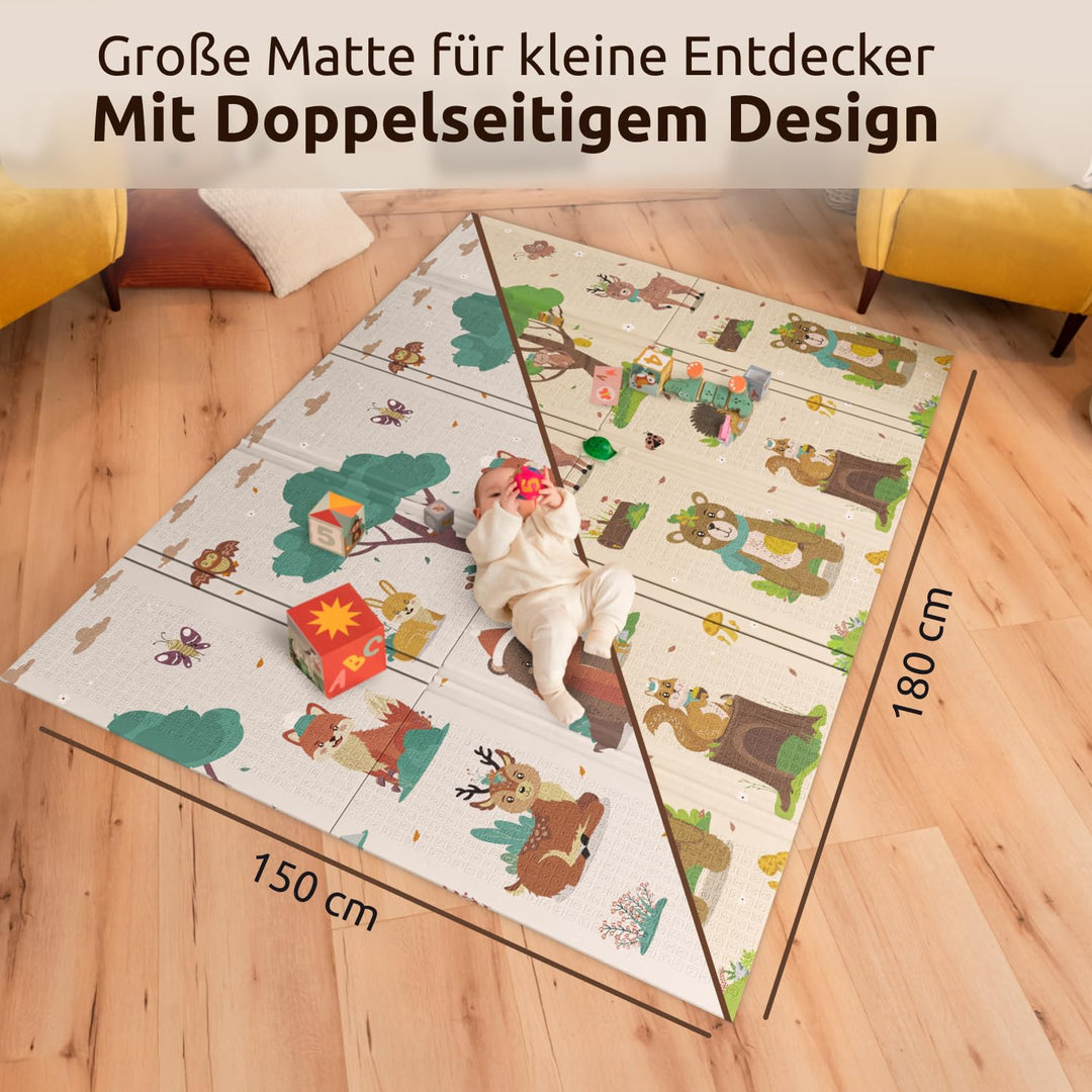 Mallie® Spielmatte Baby Faltbar Schadstofffrei 150x200 CM I Krabbeldecke Baby, Krabbelmatte Baby und