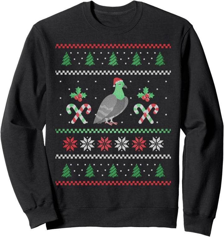 Festliche Tauben-Mütze, Weihnachtsmann-Mütze, Zuckerstange, hässlicher Weihnachtspullover Sweatshirt