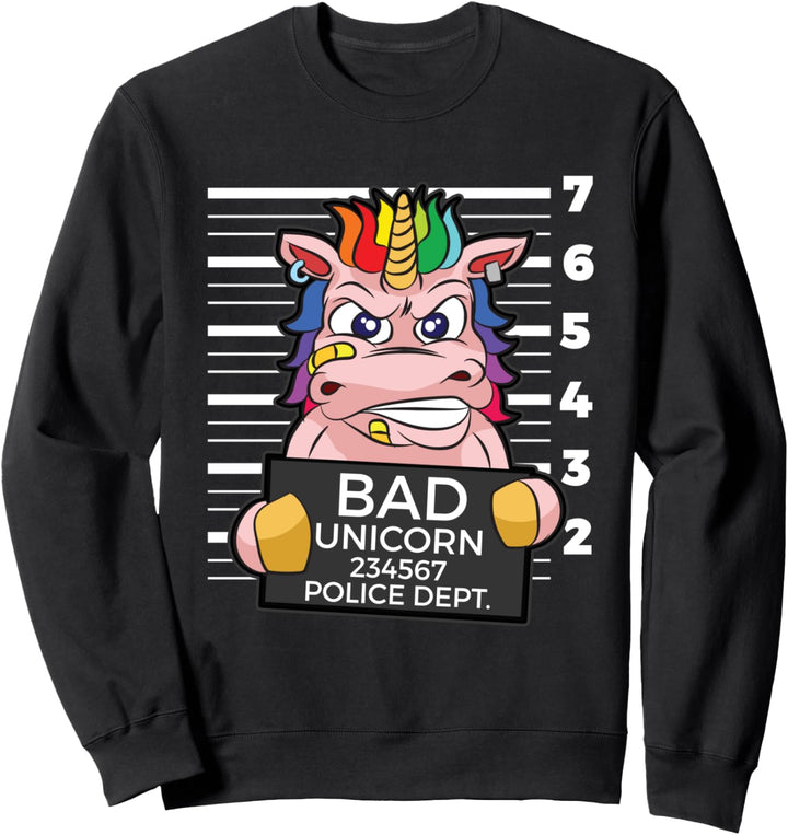 Böses Einhorn - Verbrecher Foto Polizei Gefängnis Knast Sweatshirt