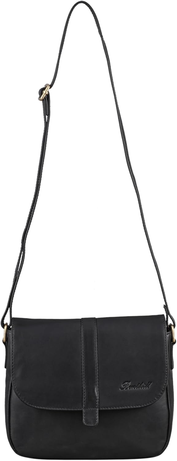 Benthill Damen Tasche aus Echt-Leder - Handtasche aus Rindsleder - Schultertasche mit Reissverschlus