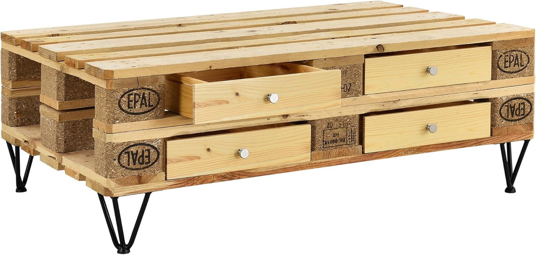 [en.casa] 4er Set Schubladen für Europaletten in Holzfarben Perfekt Integrierbar mit Führungsschiene