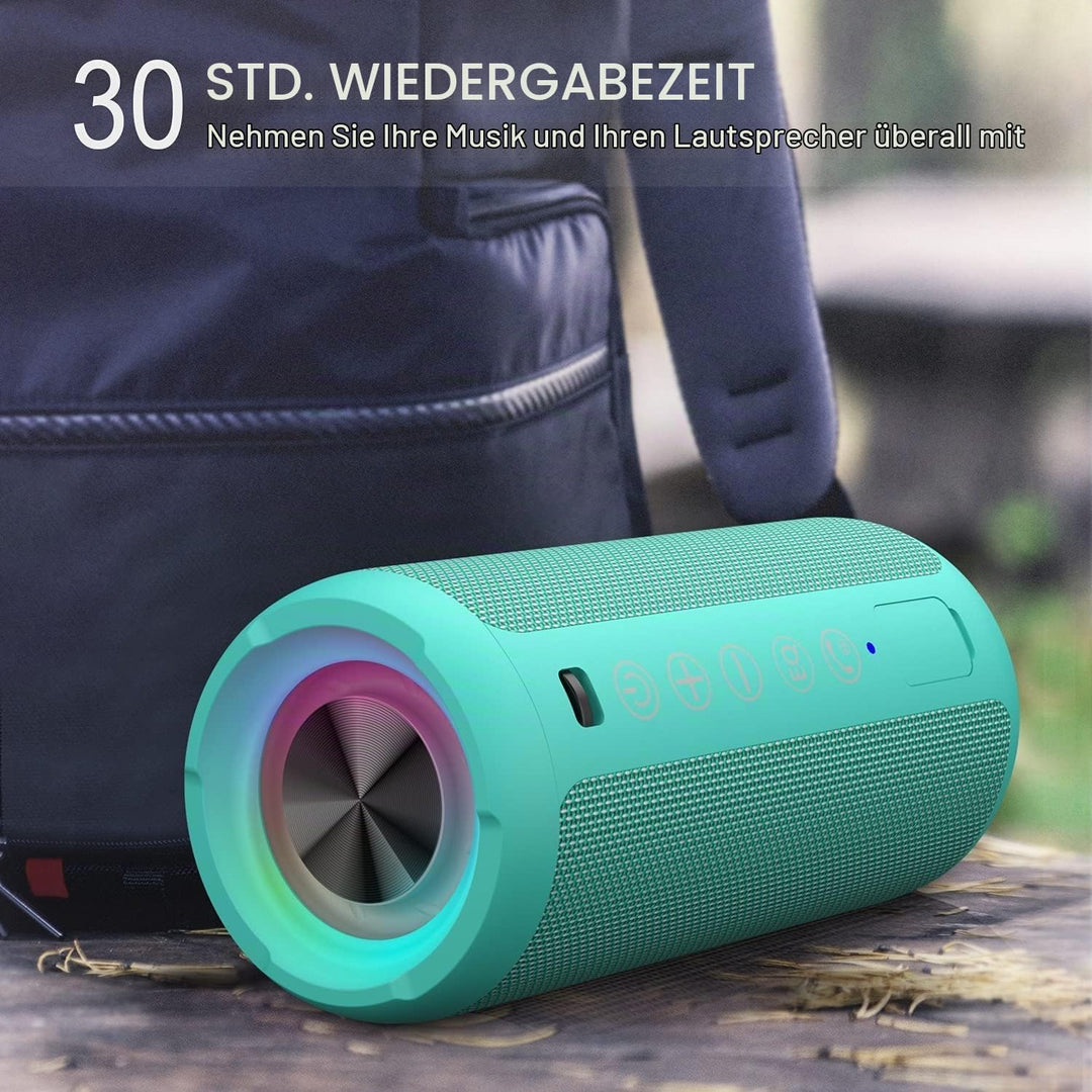 Ortizan Bluetooth Lautsprecher, Bleutooth Box mit LED-Licht, Tragbarer Mini Musikbox mit Freisprechf
