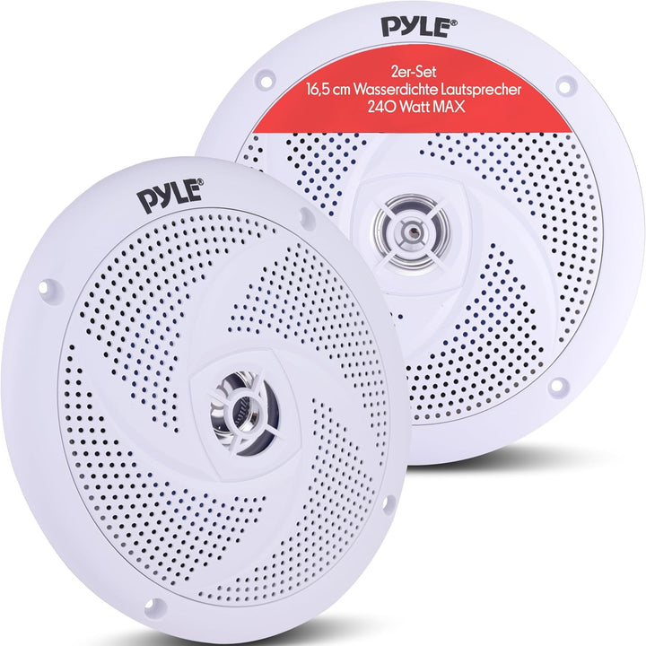 Pyle Marine Speakers - 6.5 Inch 2 Way Waterproof and Weather Resistant Outdoor Audio Stereo Sound Sy