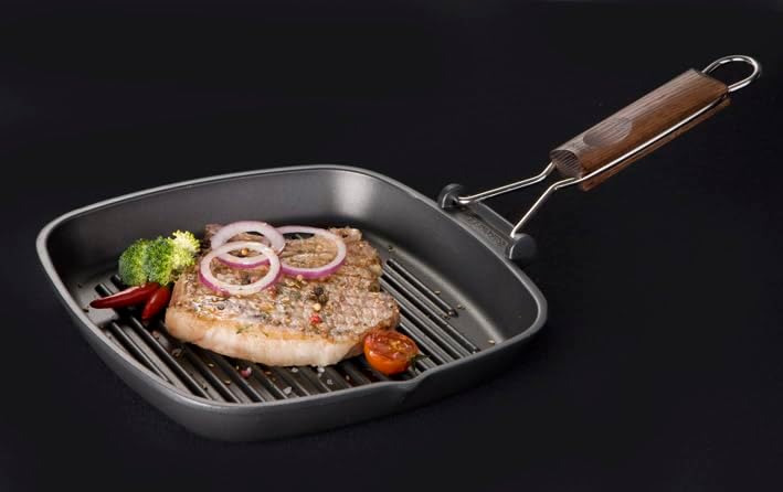 Risoli saporella Grillpfanne antihaft, Aluminium, schwarz, 25 x 26 x 5 cm