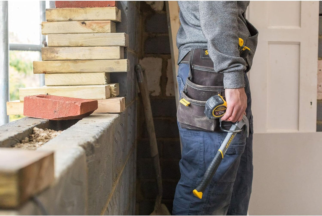 Stanley STST1-80114 Hammer- und Nageltasche aus Büffelleder, Braun/Gelb, L