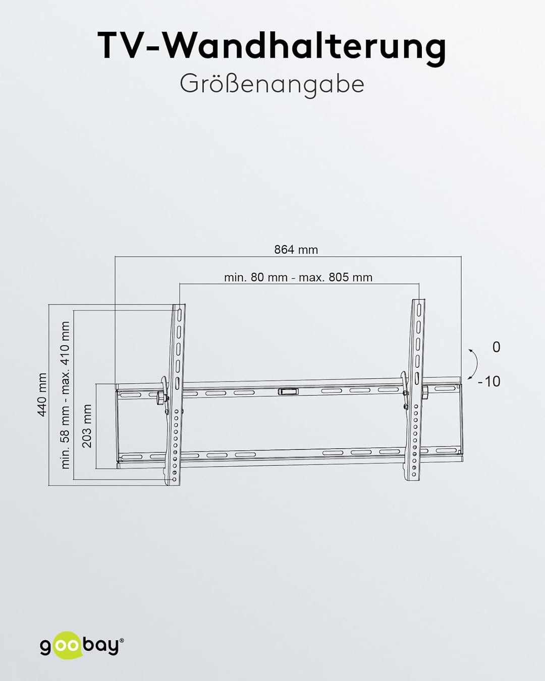 goobay TV-Wandhalterung 43–100 Zoll, neigbar bis 10°, ultraflach 45 mm, VESA 800x400, bis 75 kg – Ba