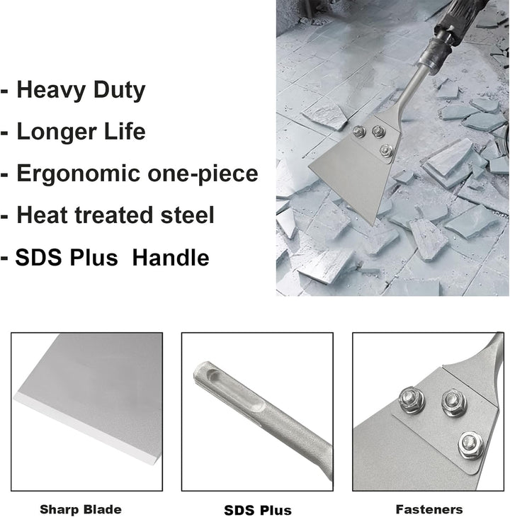 Greywolf SDS Plus Bodenschaber-Set, 12,7 x 27,9 cm, Fliesenentfernungswerkzeug für SDS Plus Meissel