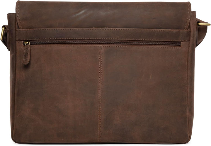 LEABAGS Messenger Bag, Acapulco Echtleder Aktentasche Herren & Damen, Leder Laptoptasche bis 15 Zoll