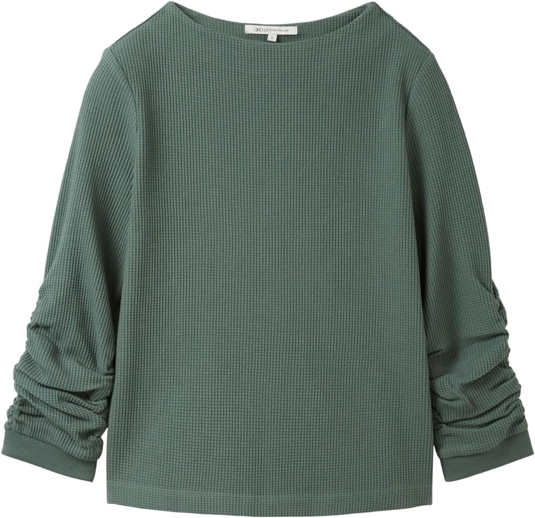 Tom Tailor Denim Damen 1034290 Sweatshirt mit Raffarm (1er Pack) M 19643 - Green Dust, M 19643 - Gre