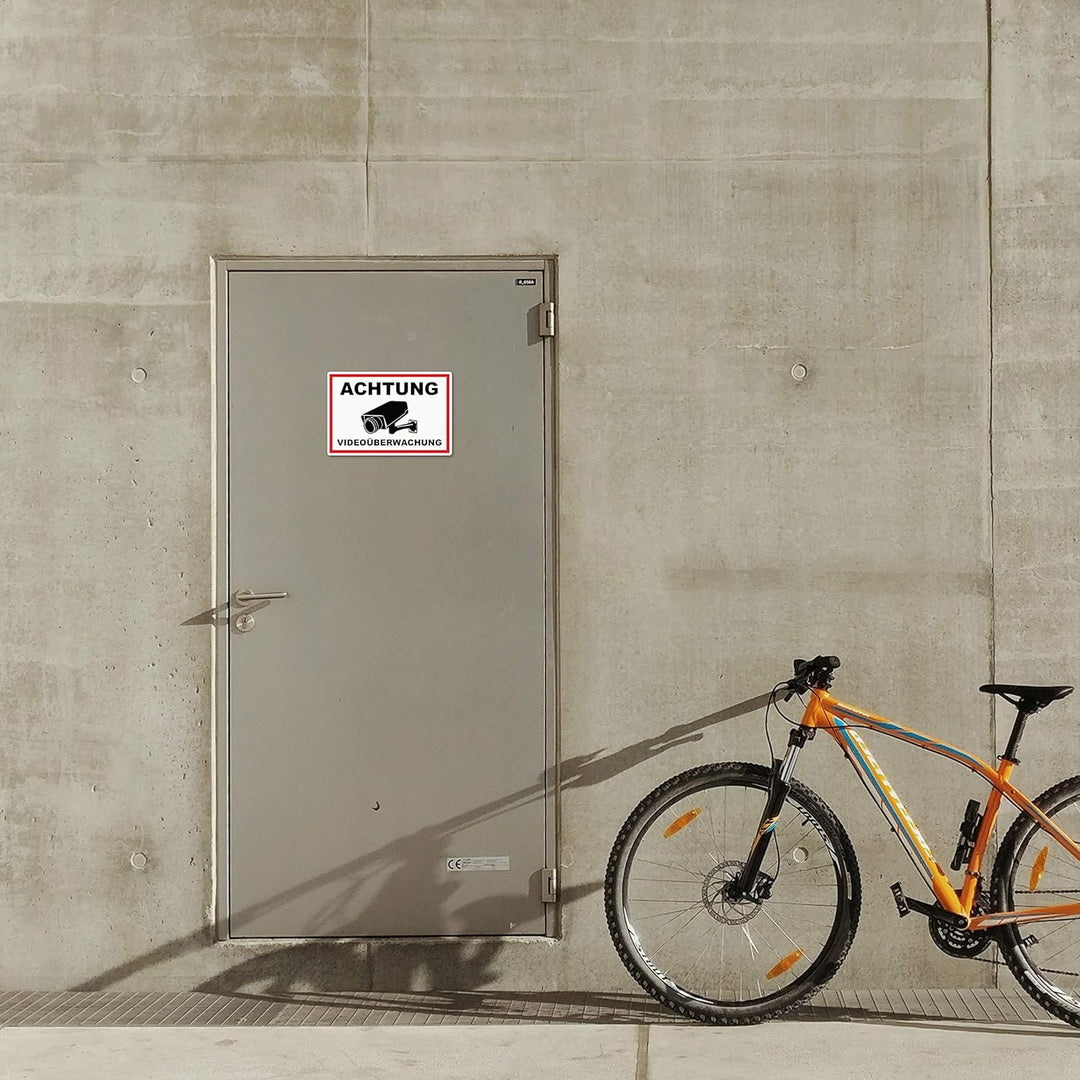 3 Stück XXL Achtung Videoüberwachung Schild 40 x 30 cm aus stabiler PVC Hartschaumplatte 5mm dieser