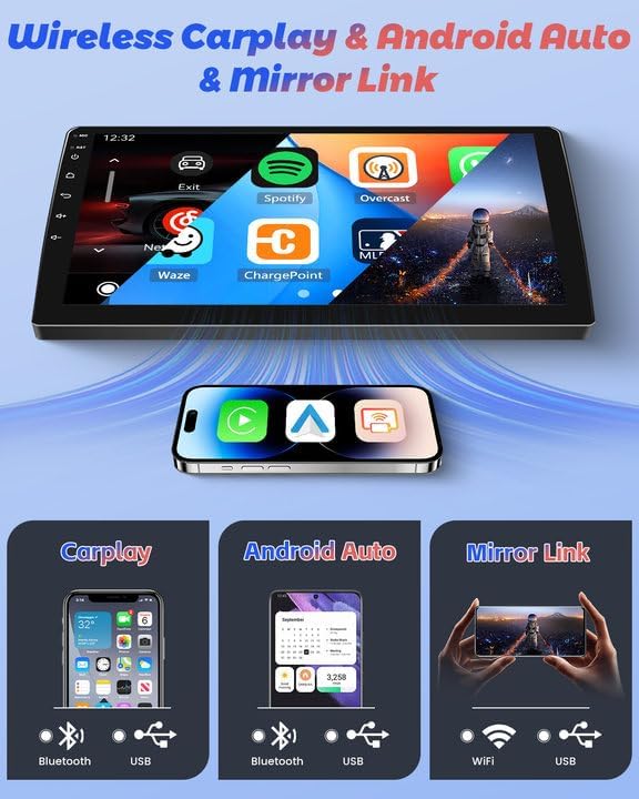 Hikity [2+64GB] Android 15 Autoradio, Wireless Carplay Android Auto, für Toyota RAV4 2007-2011 Radio