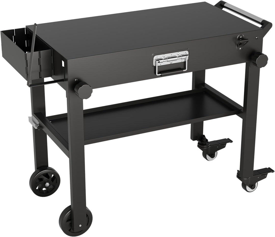 GarveeLife Mobiler BBQ Grillwagen für Blackstone Griddle 17"/22" – Faltbarer Edelstahl Grilltisch mi